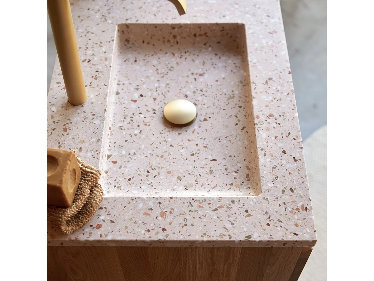 Mobile per il Bagno in legno di rovere e battuto di terrazzo premium 120 Nova