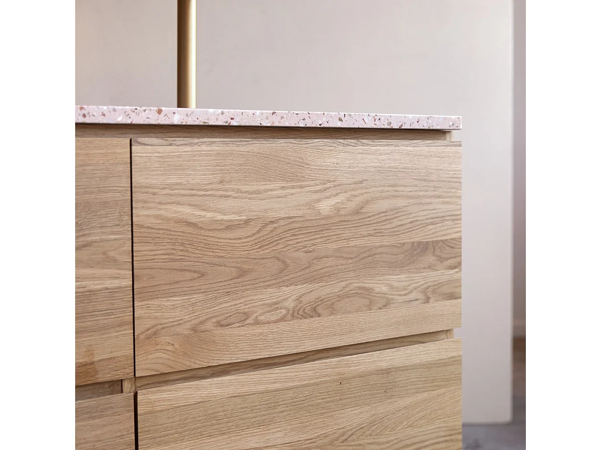 Mobile per il Bagno in legno di rovere e battuto di terrazzo premium 120 Nova