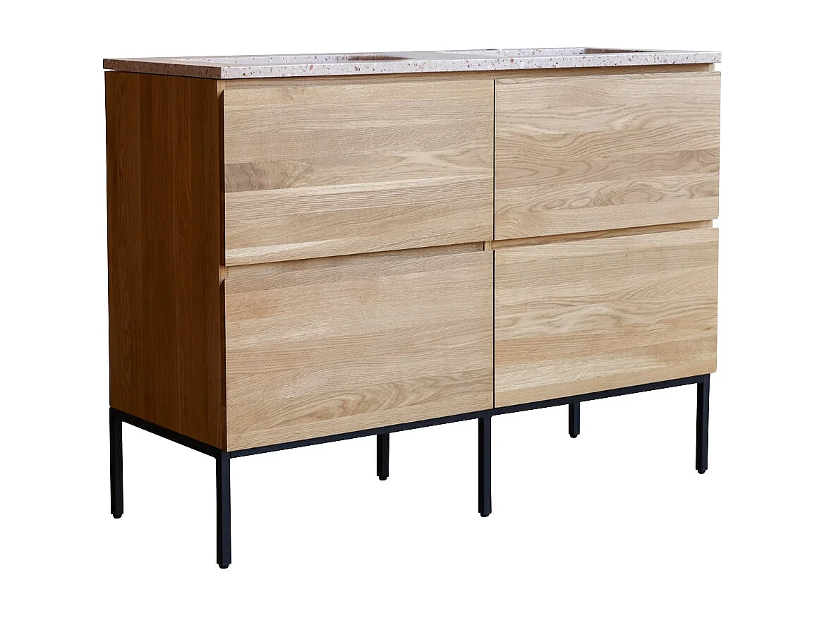 Mobile per il Bagno in legno di rovere e battuto di terrazzo premium 120 Nova