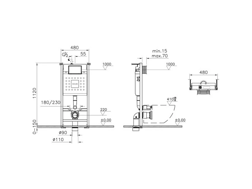 Bâti-support sol-mur VITRA V-Fix Core CC