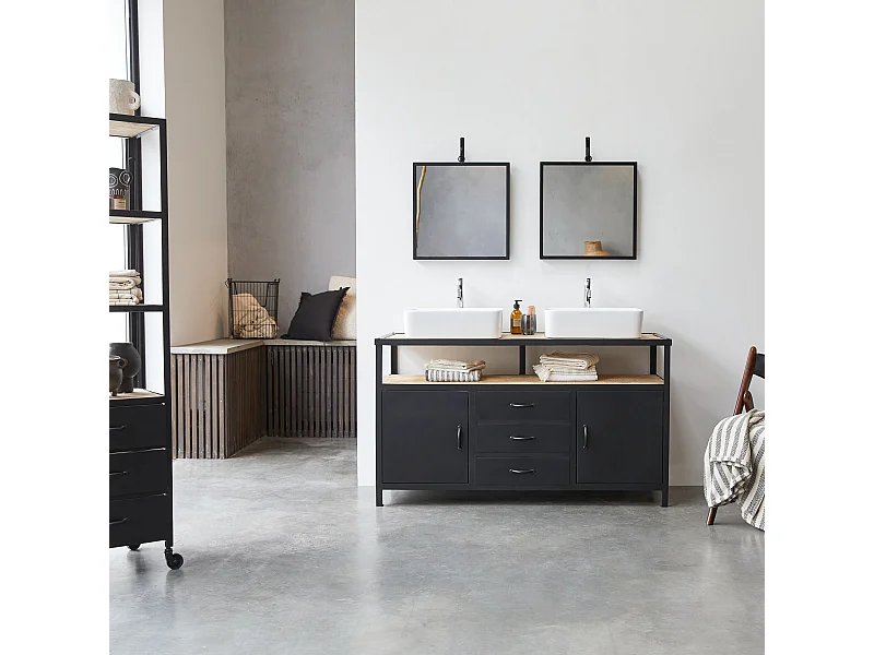 Mobili da bagno in legno di mango e metallo 140 cm Industriel