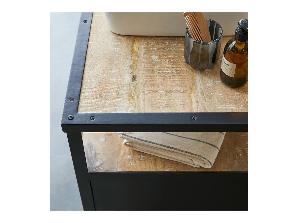 Mobili da bagno in legno di mango e metallo 140 cm Industriel