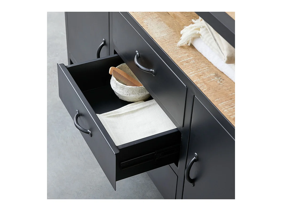 Mobili da bagno in legno di mango e metallo 140 cm Industriel