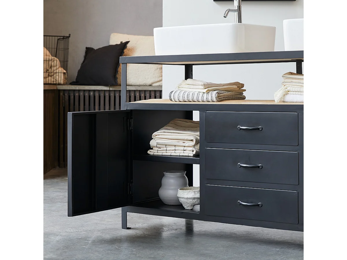 Mobili da bagno in legno di mango e metallo 140 cm Industriel