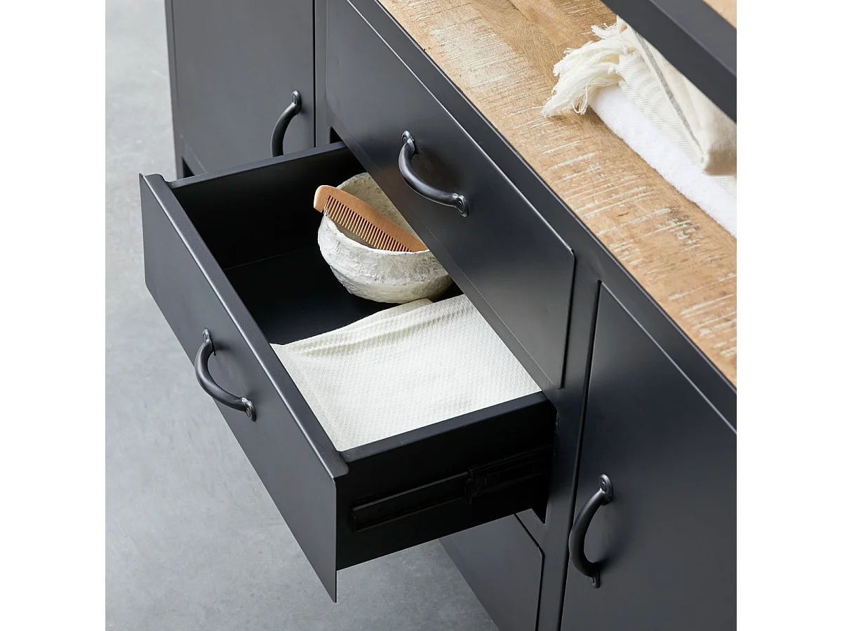 Mobili da bagno in legno di mango e metallo 140 cm Industriel