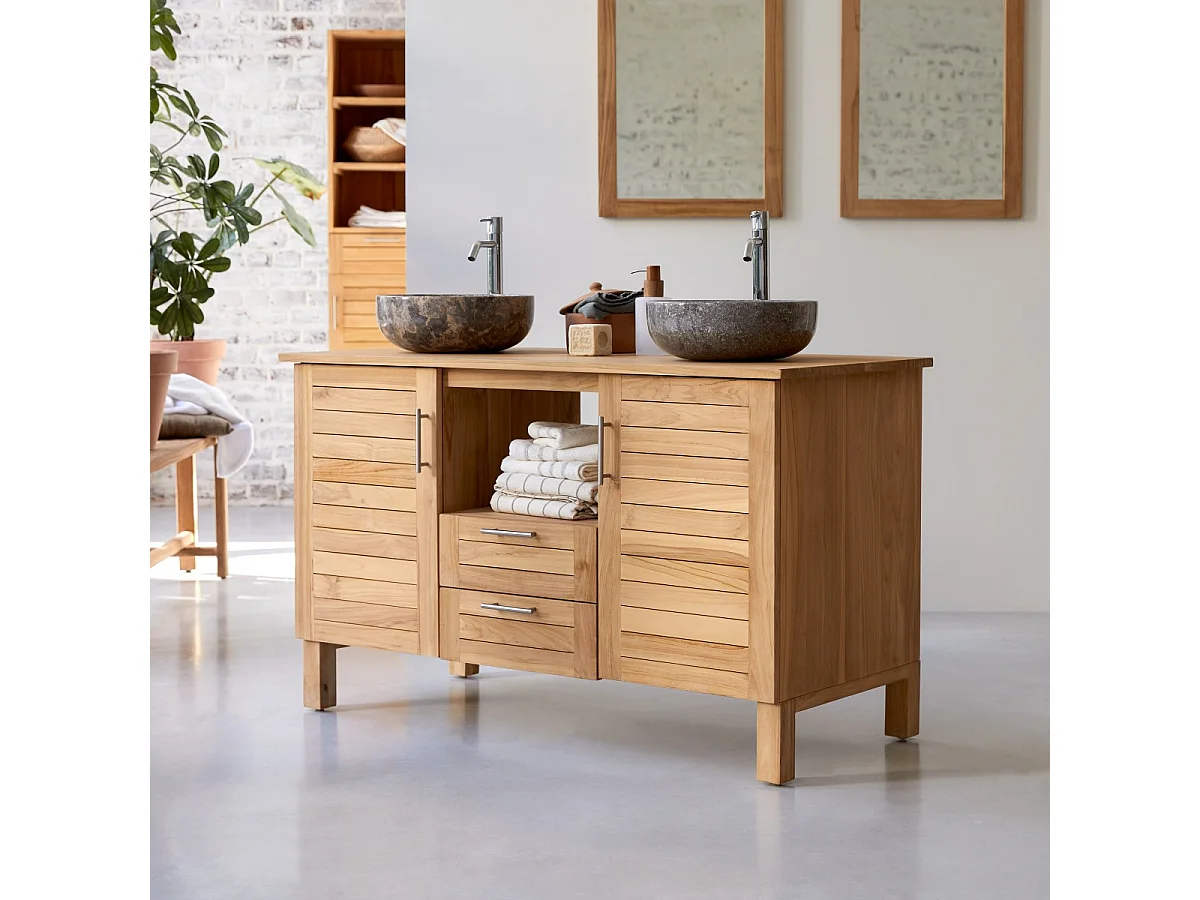 Badunterschrank aus massives Teakholz 125 Soho