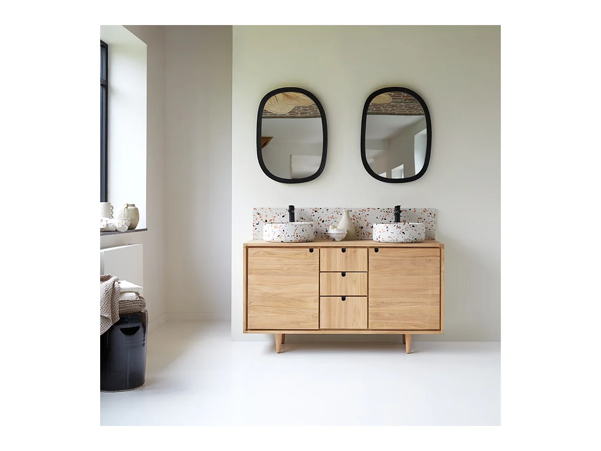 Waschbeckenunterschrank aus Teak 145 cm Massivholz Jonak