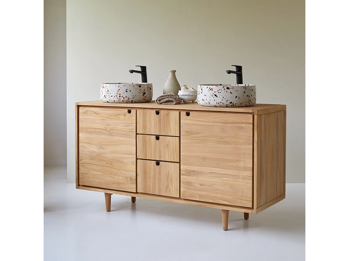 Meuble sous vasque en bois de teck 145 Jonàk