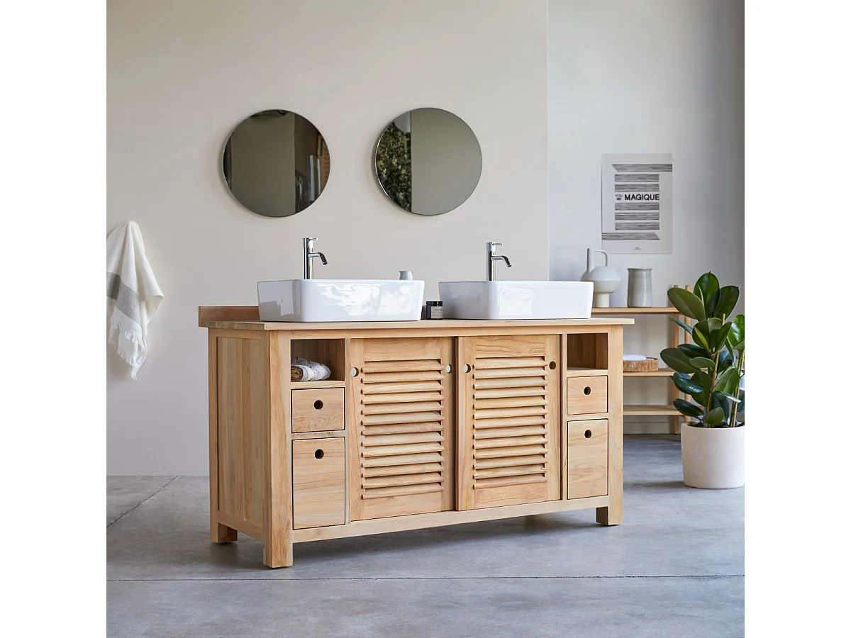 Badunterschrank aus Teak 145 cm Coline