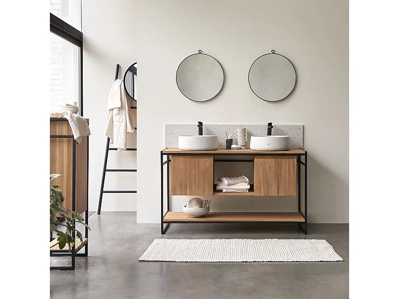 Mobili da bagno in metallo e legno di teak 140 Michal