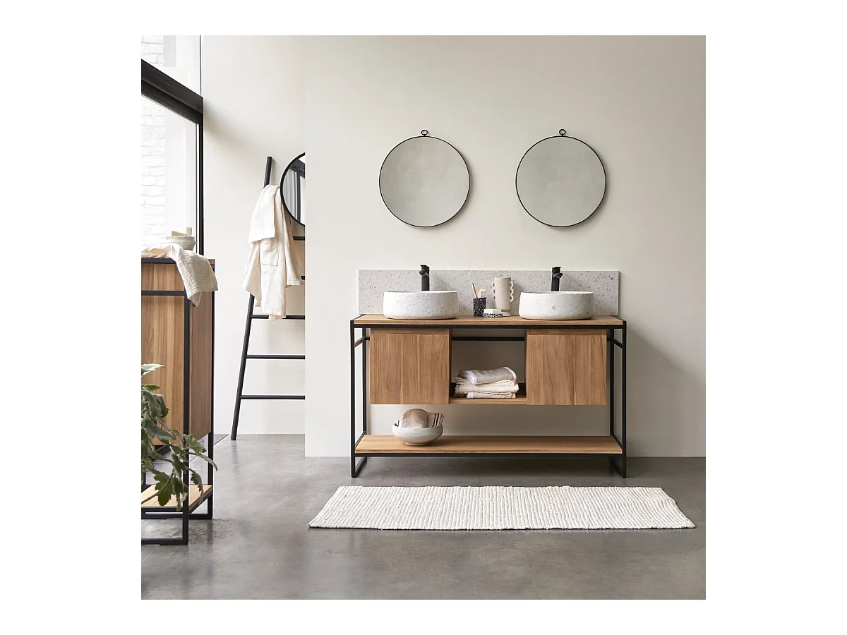 Mobili da bagno in metallo e legno di teak 140 Michal