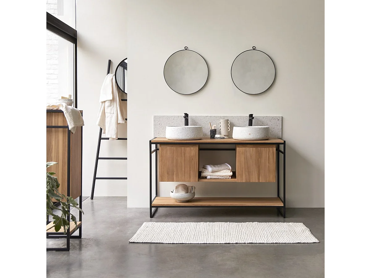 Mobili da bagno in metallo e legno di teak 140 Michal