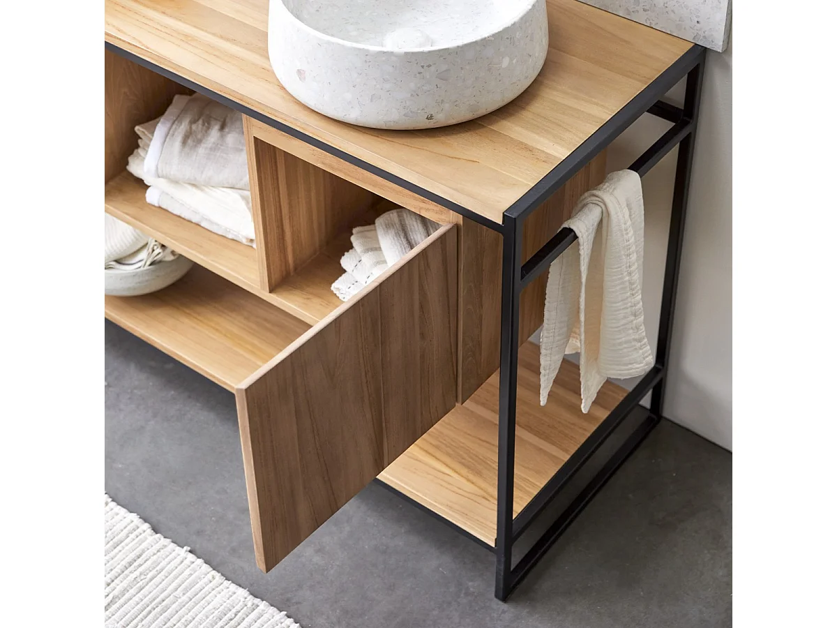 Mobili da bagno in metallo e legno di teak 140 Michal