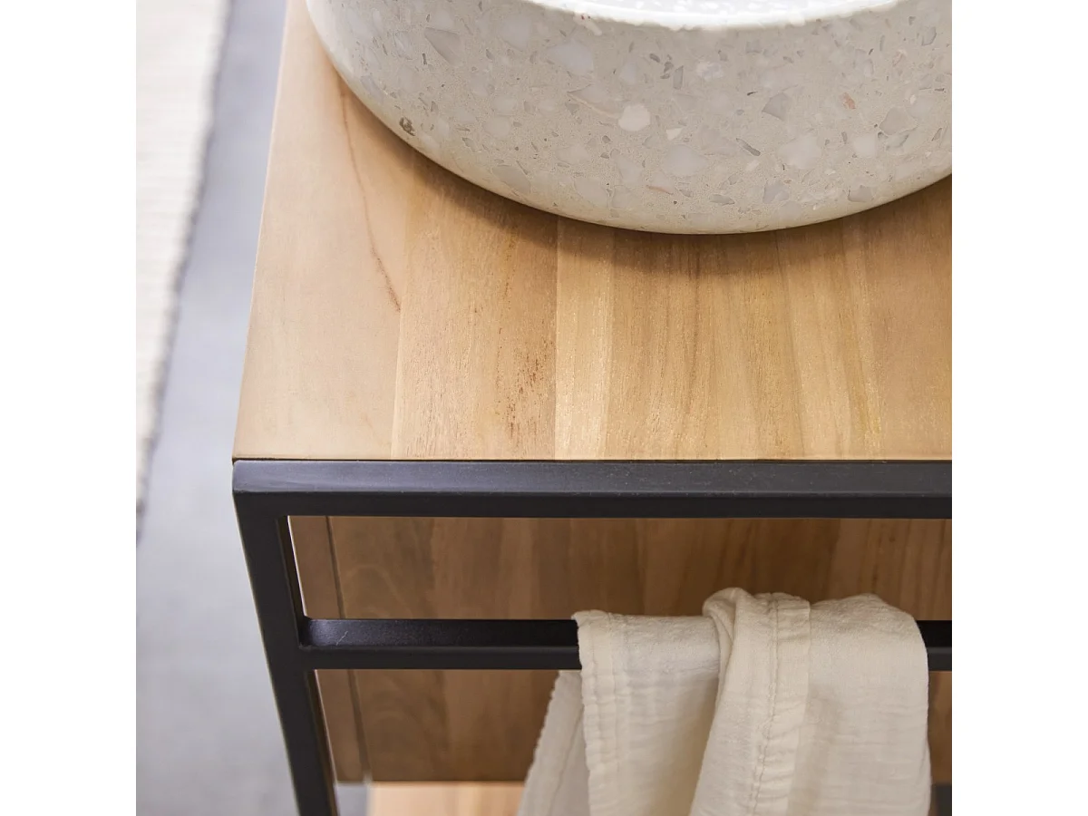 Mobili da bagno in metallo e legno di teak 140 Michal