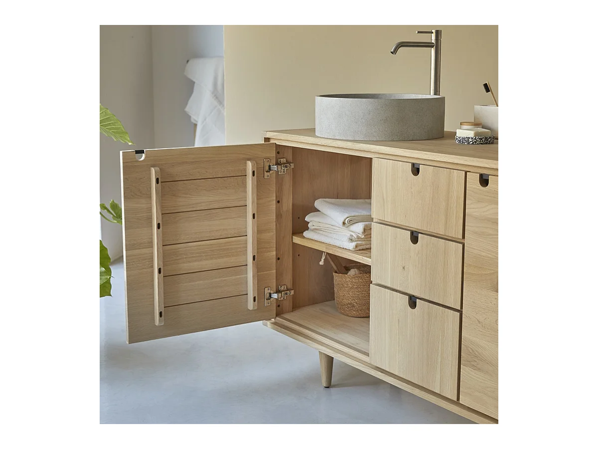 Mobile sottolavabo in legno di quercia 145 Jonàk