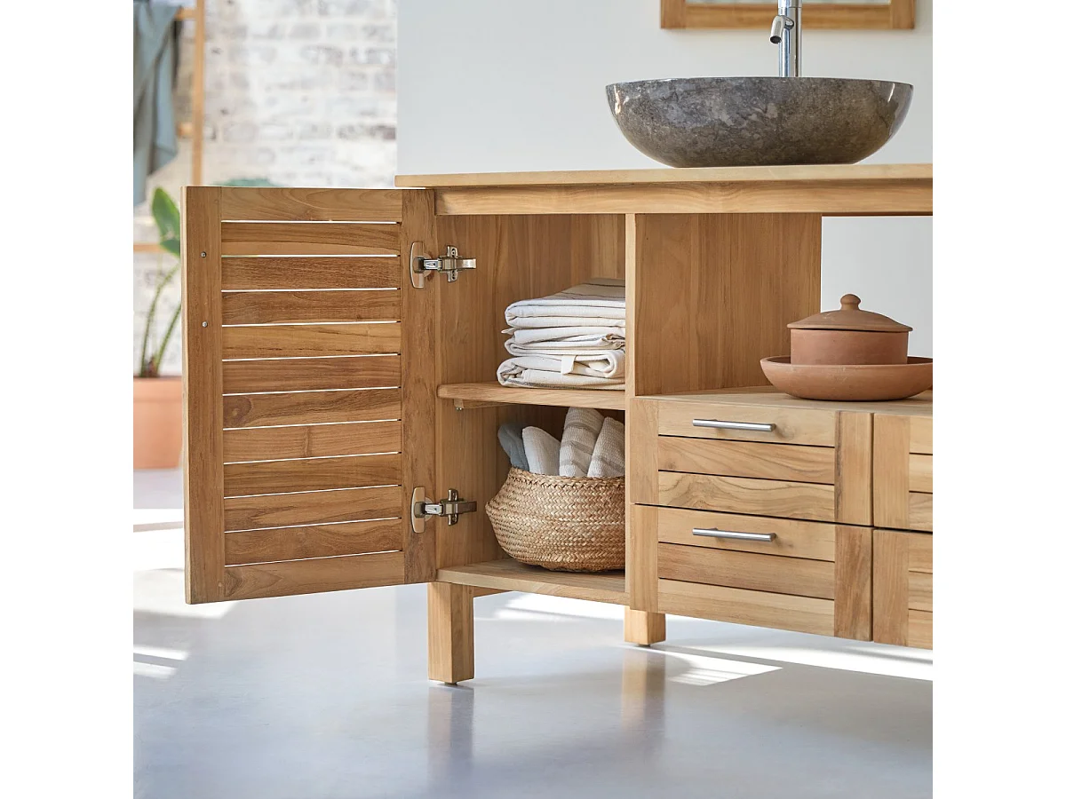 Badunterschrank aus massives Teakholz 165 Soho