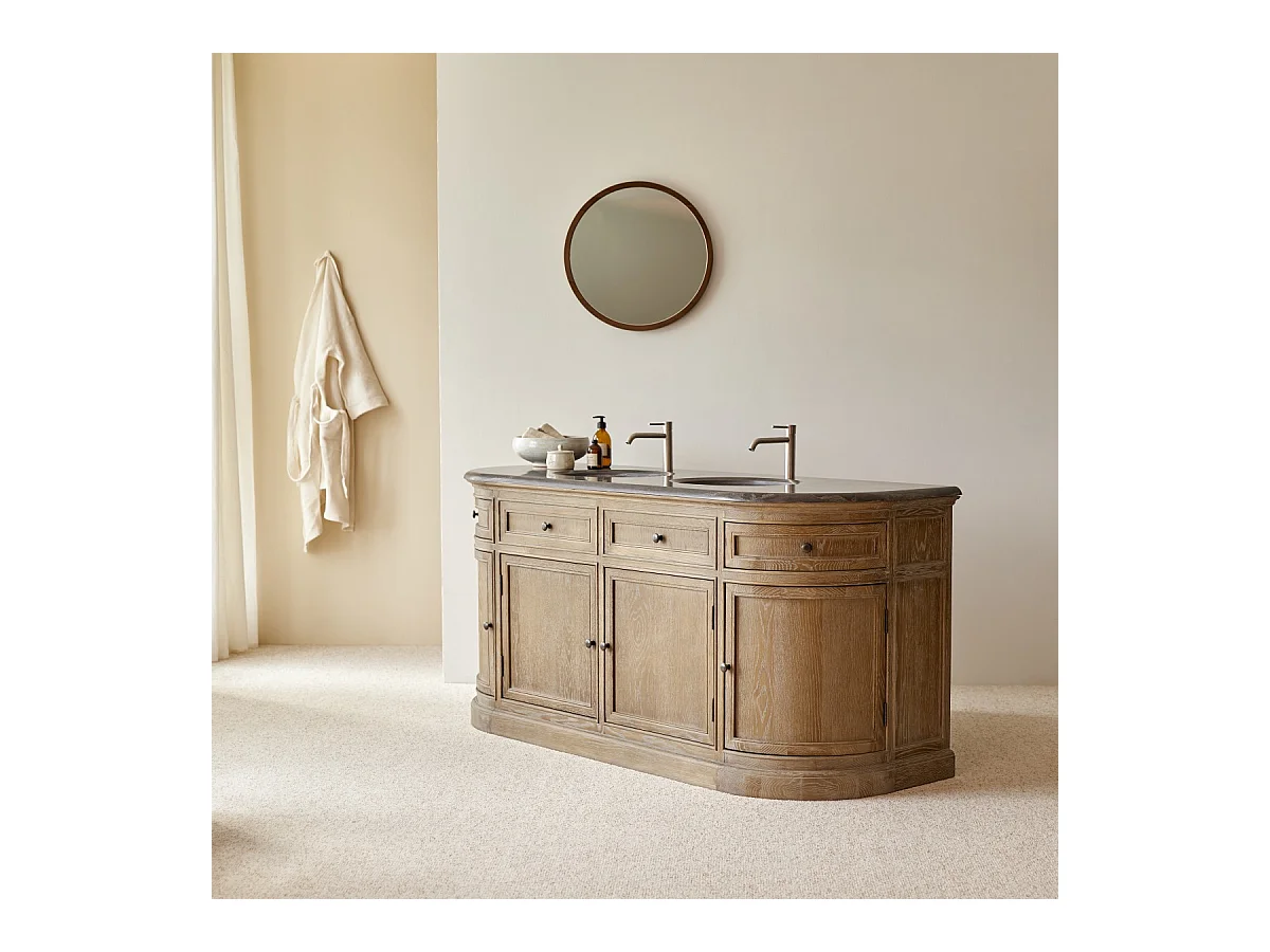 Badezimmermöbel aus Eichenholz mit Doppelwaschbecken Louise 180 cm