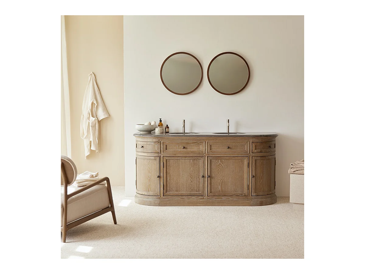 Mobile in legno di rovere con doppio lavabo 180 Louise