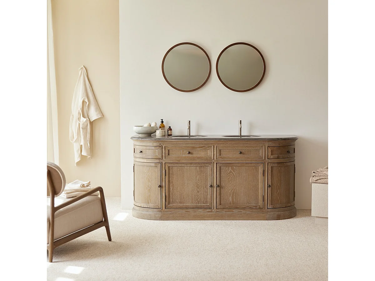 Mobile in legno di rovere con doppio lavabo 180 Louise