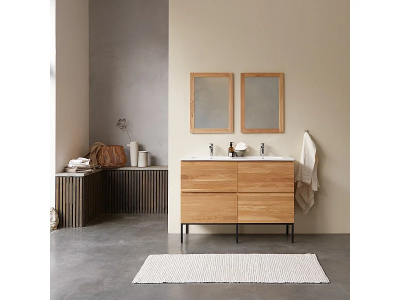 Meuble Salle de bain en bois de chêne et céramique 120 Nova