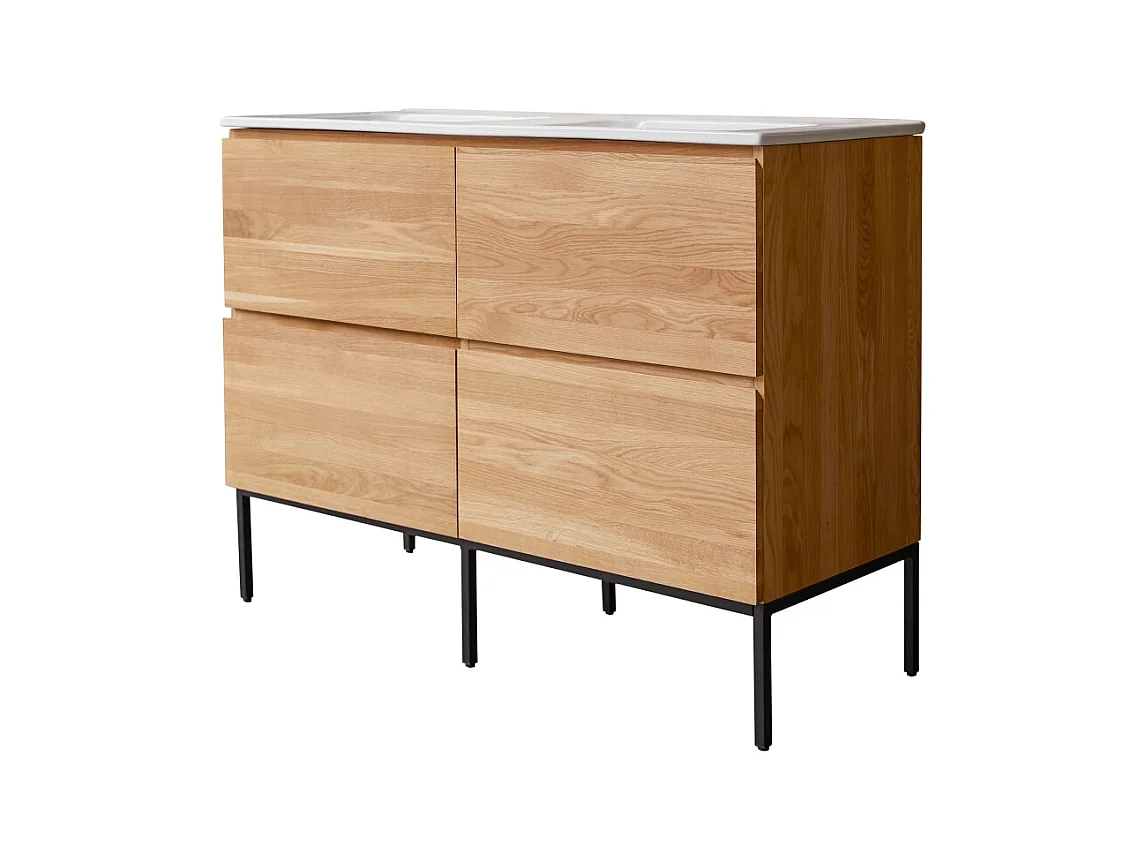 Mobile per il Bagno in legno di rovere e ceramica 120 Nova