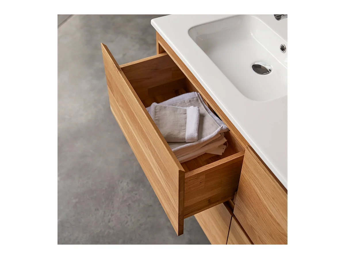 Mobile per il Bagno in legno di rovere e ceramica 120 Nova