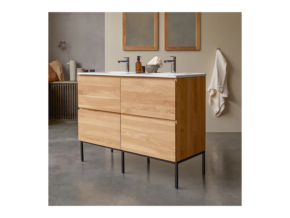 Mobile per il Bagno in legno di rovere e ceramica 120 Nova