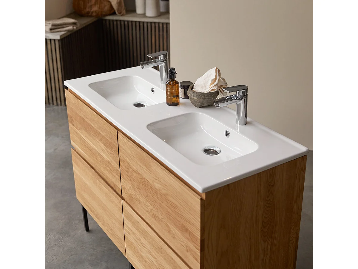 Mobile per il Bagno in legno di rovere e ceramica 120 Nova