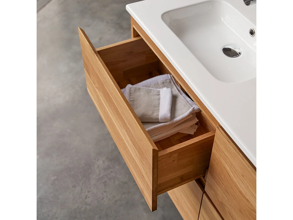 Mobile per il Bagno in legno di rovere e ceramica 120 Nova