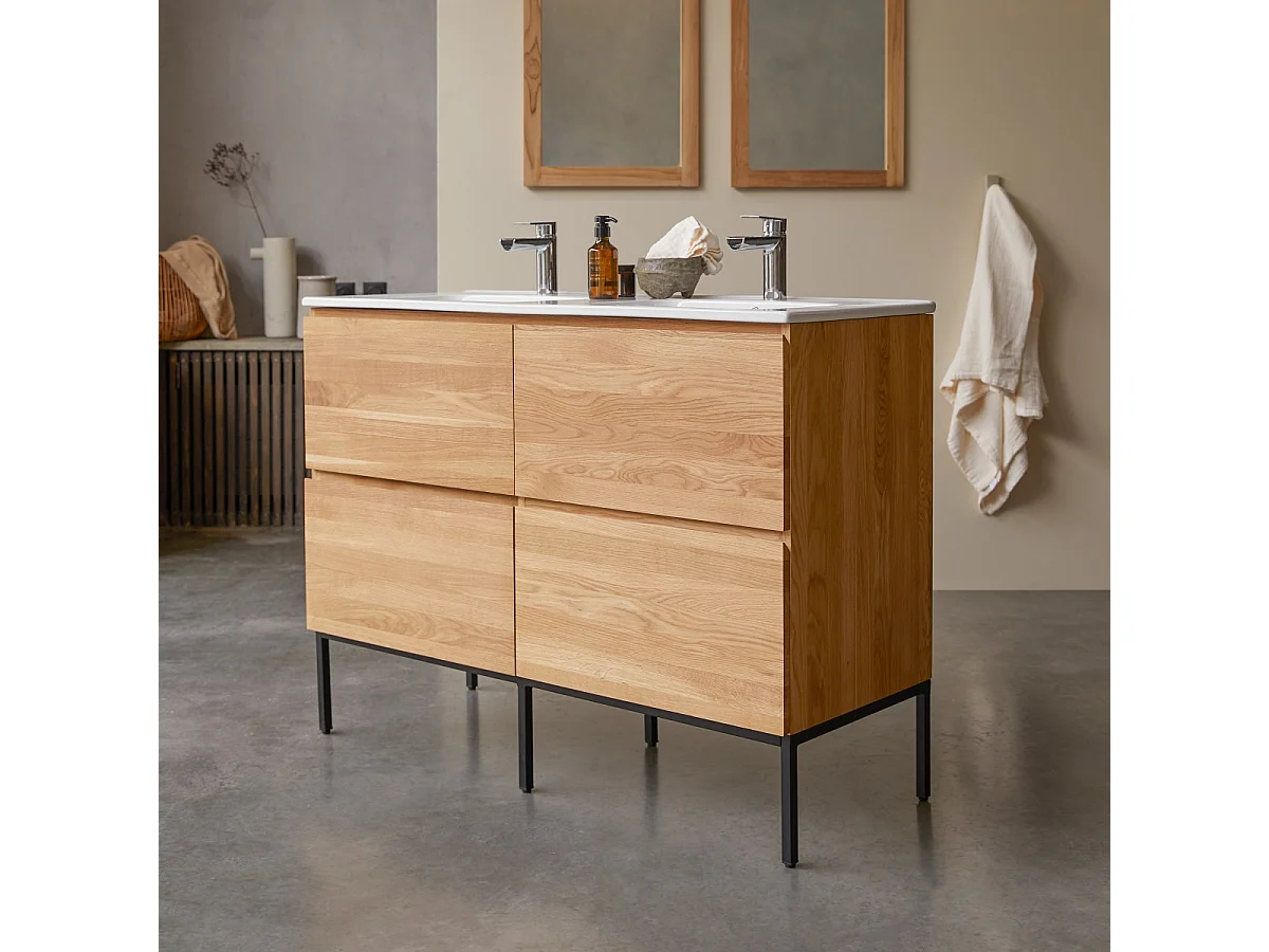 Mobile per il Bagno in legno di rovere e ceramica 120 Nova