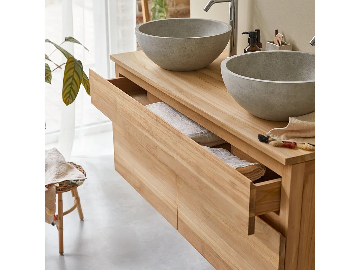 Jacob - Solid teak vanity unit 120 cm