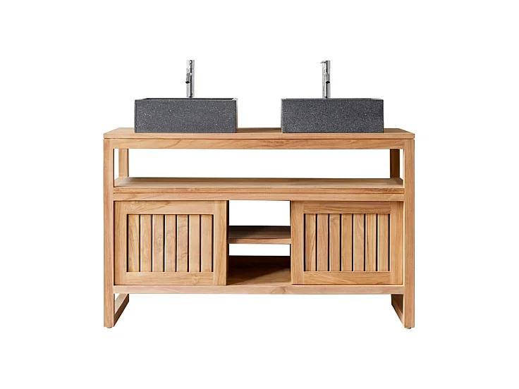 Bad Unterschrank aus massives Teakholz 120 cm unbehandelt