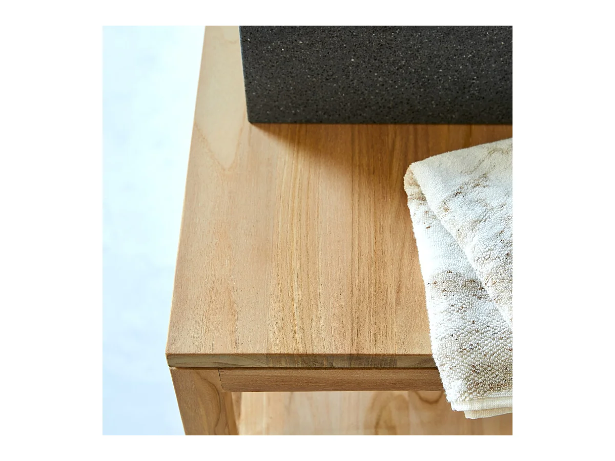 Bad Unterschrank aus massives Teakholz 120 cm unbehandelt