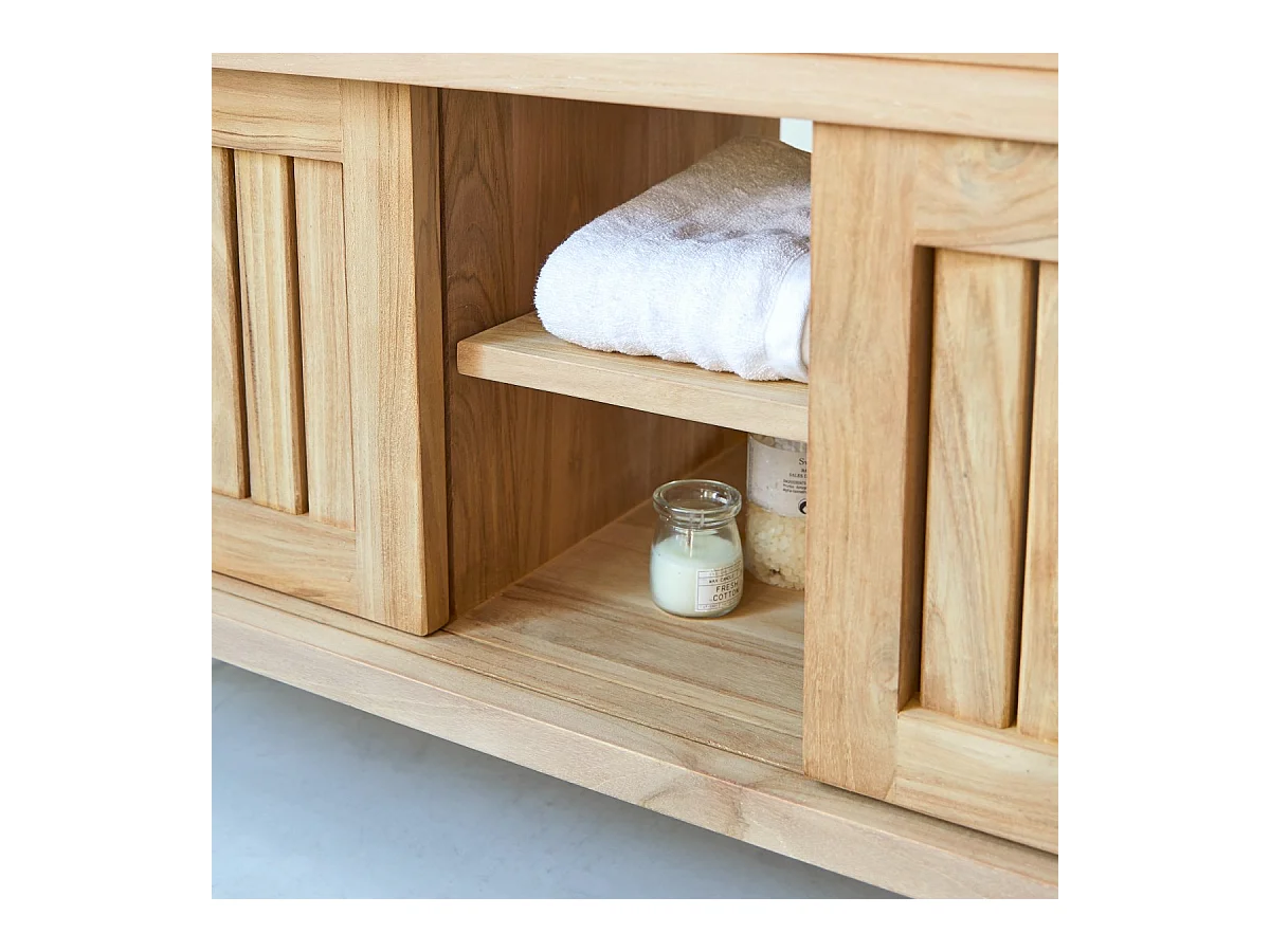 Bad Unterschrank aus massives Teakholz 120 cm unbehandelt