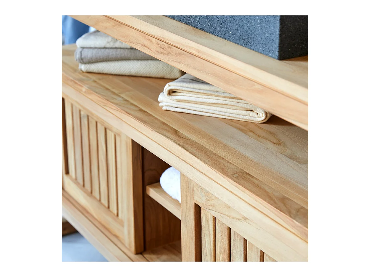 Bad Unterschrank aus massives Teakholz 120 cm unbehandelt