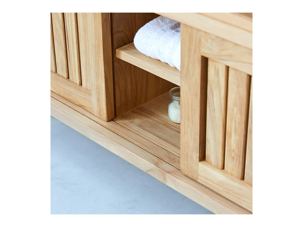 Bad Unterschrank aus massives Teakholz 120 cm unbehandelt