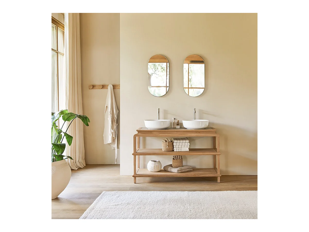 Meuble de salle de bain en bois de teck massif Achille 135 cm