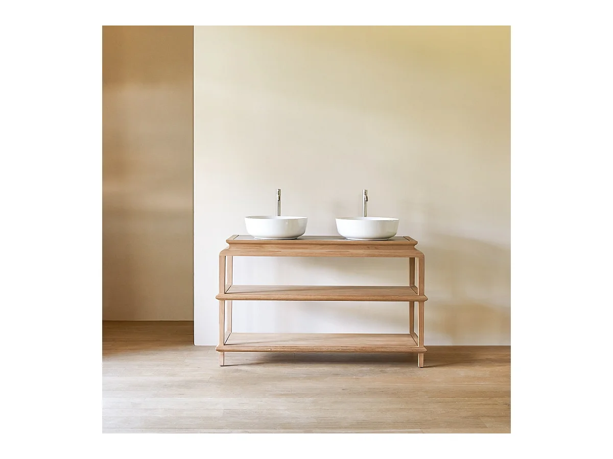 Meuble de salle de bain en bois de teck massif Achille 135 cm