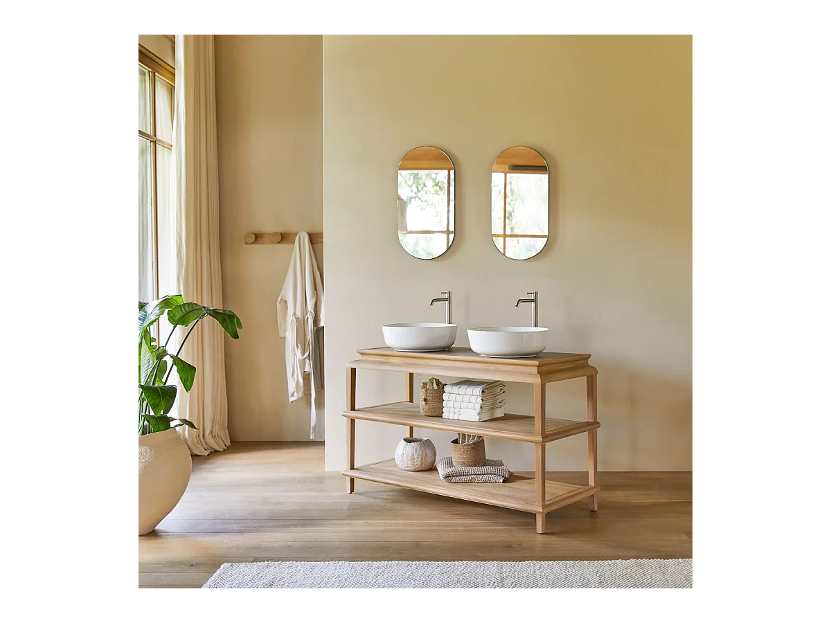Meuble de salle de bain en bois de teck massif Achille 135 cm