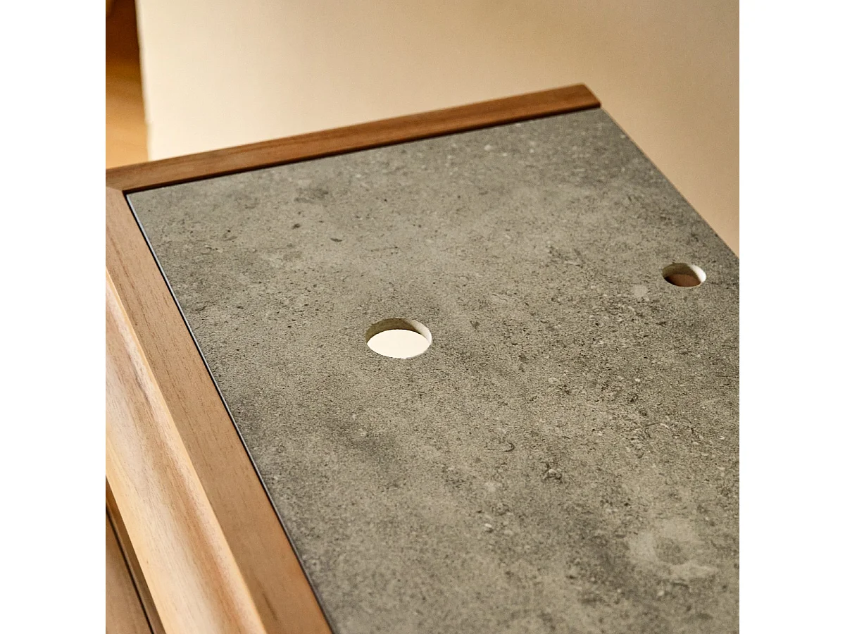 Meuble de salle de bain en bois de teck massif Achille 135 cm