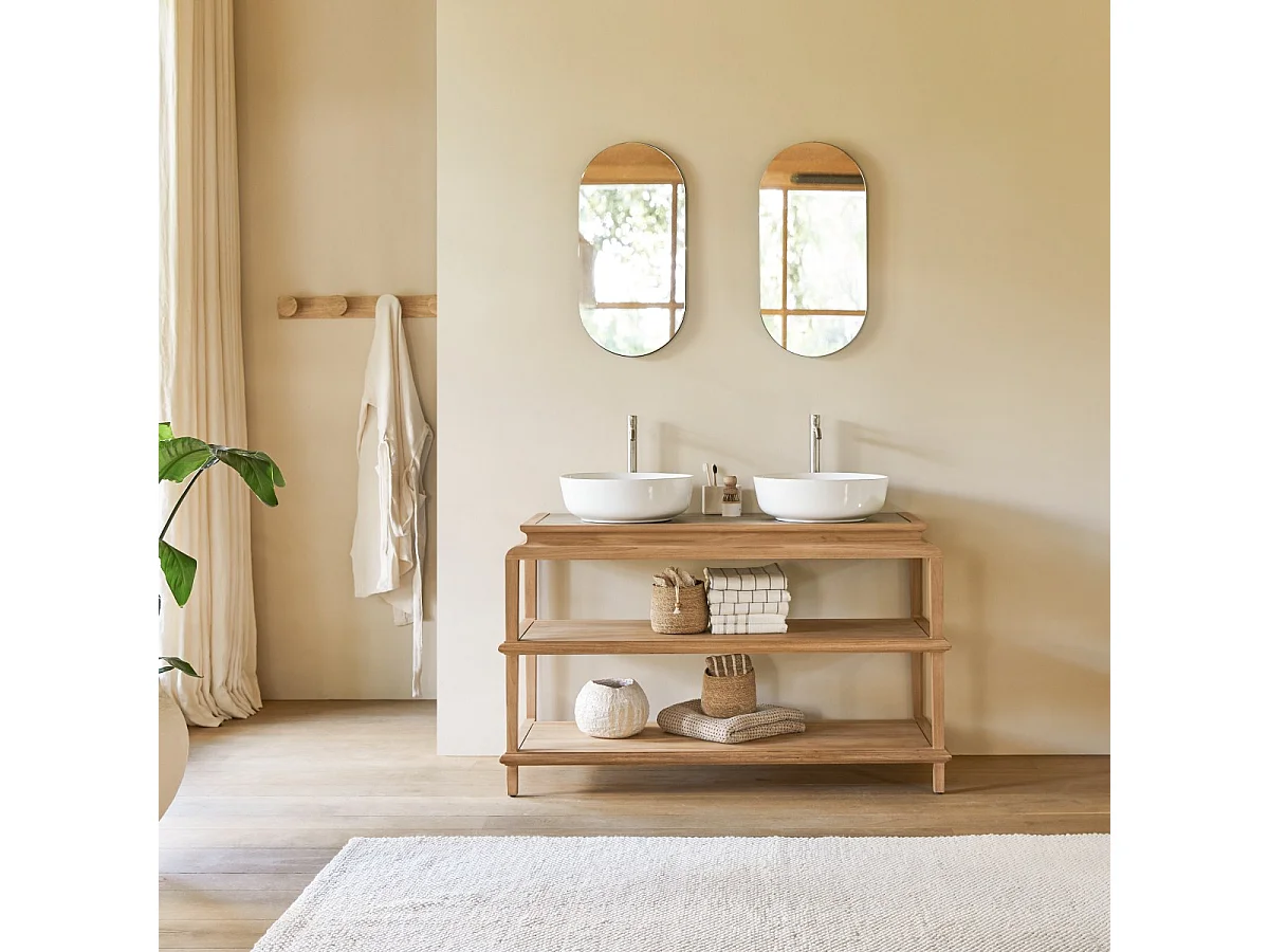 Meuble de salle de bain en bois de teck massif Achille 135 cm