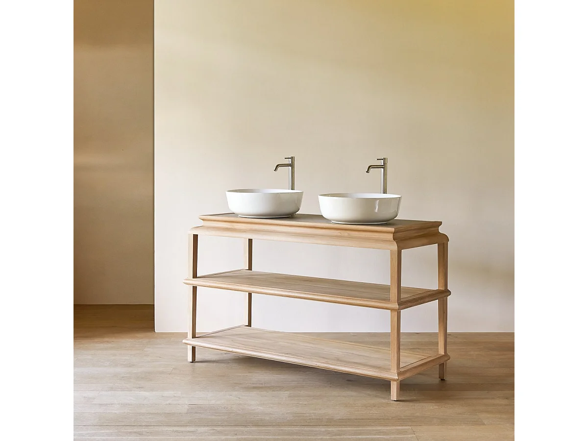 Meuble de salle de bain en bois de teck massif Achille 135 cm