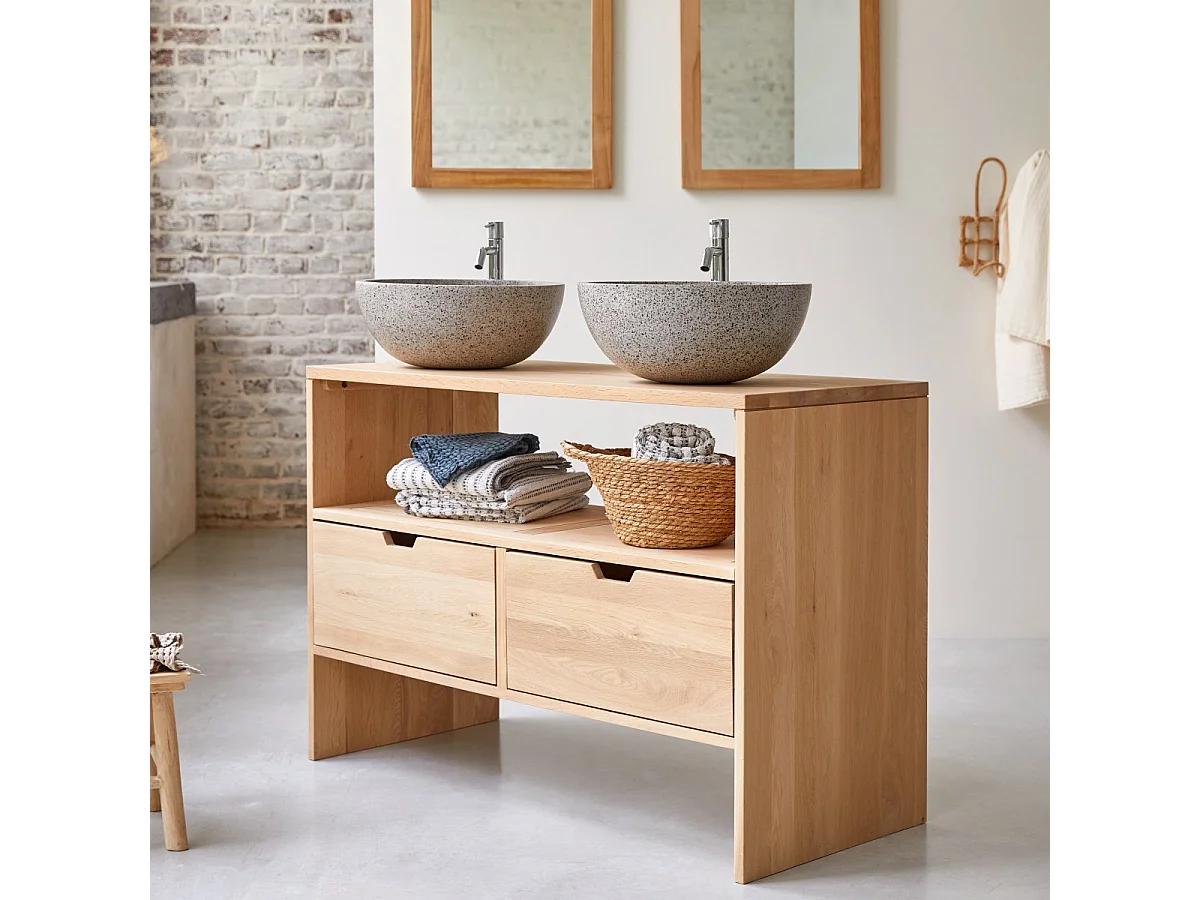 Meuble sous vasque en bois de chêne 110 Kwarto