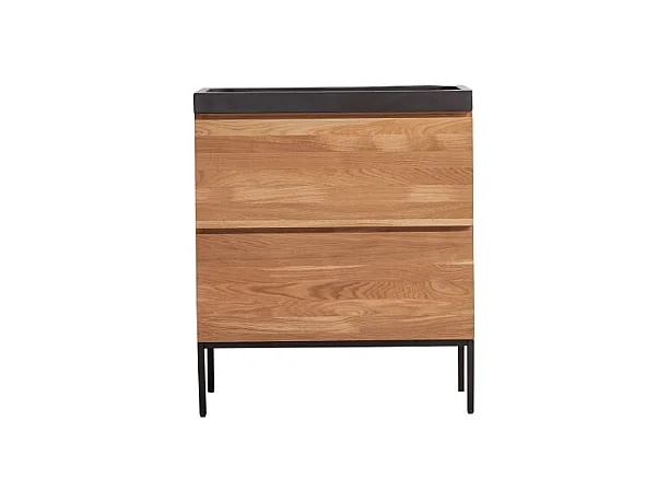 Meuble Salle de bain en bois de chêne et pierre de lave 80 Nova