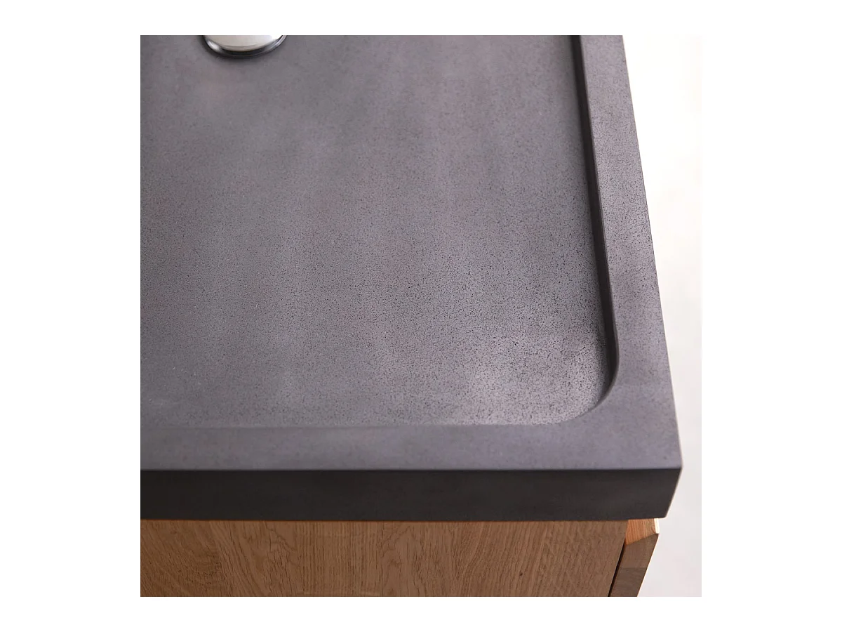 Meuble Salle de bain en bois de chêne et pierre de lave 80 Nova