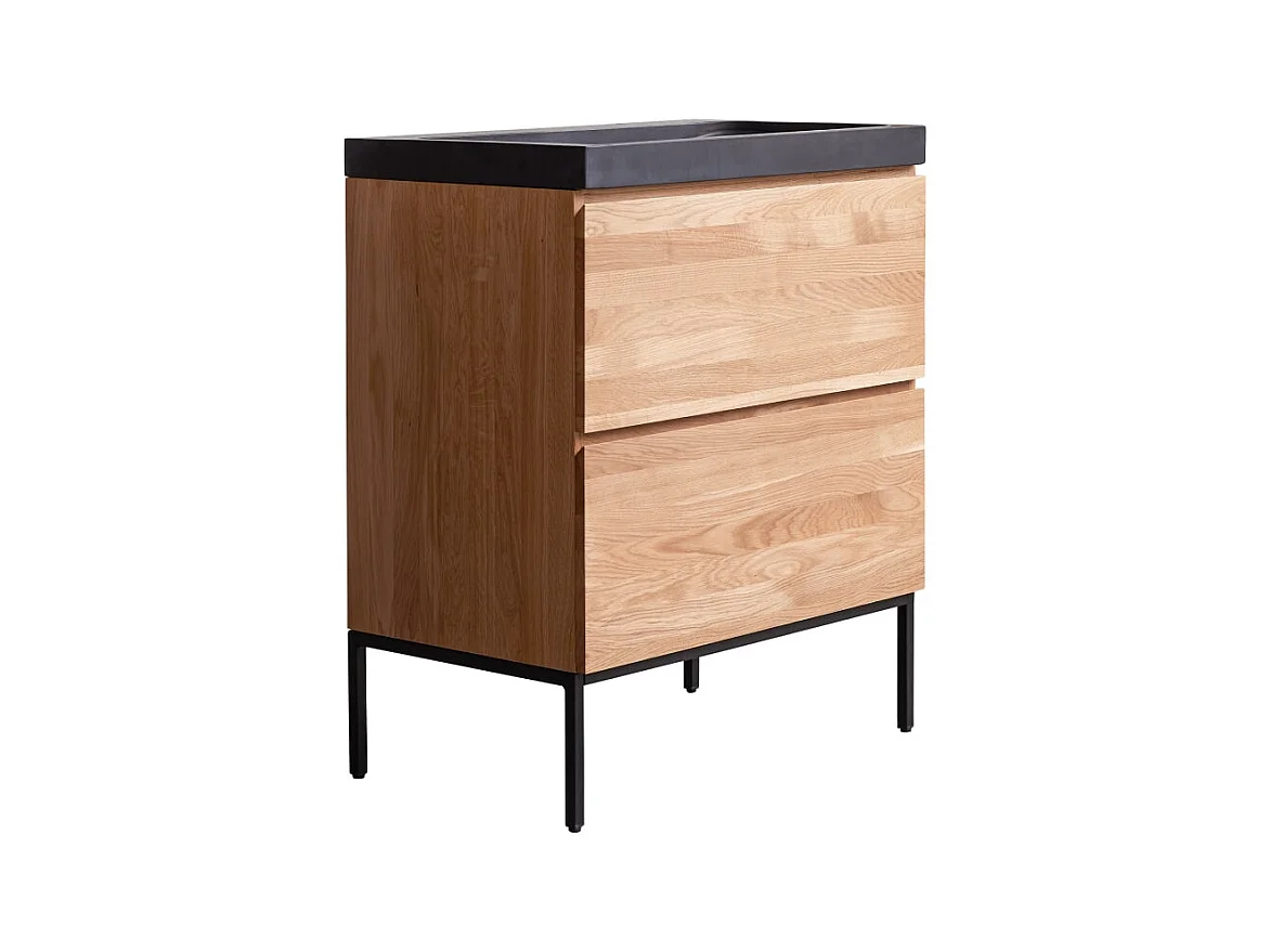 Meuble Salle de bain en bois de chêne et pierre de lave 80 Nova