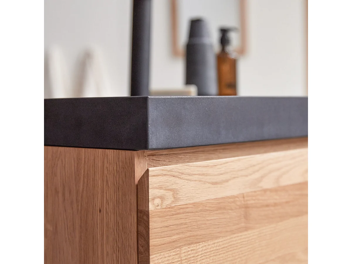 Badmöbel Nova aus Eichenholz und Lavastein 80