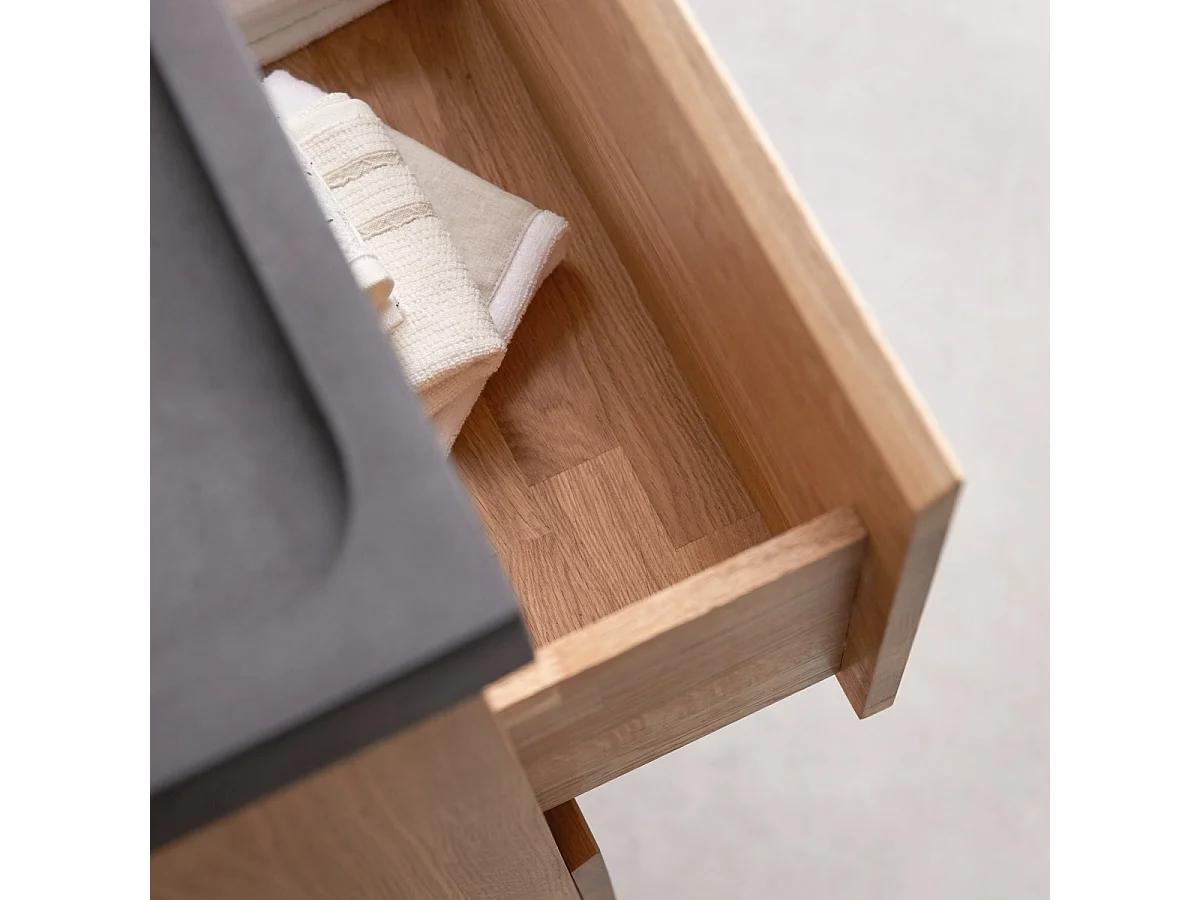 Badmöbel Nova aus Eichenholz und Lavastein 80