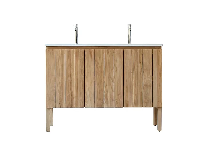 Mobili da bagno in legno di teak con lavabo in ceramica 120 Jill