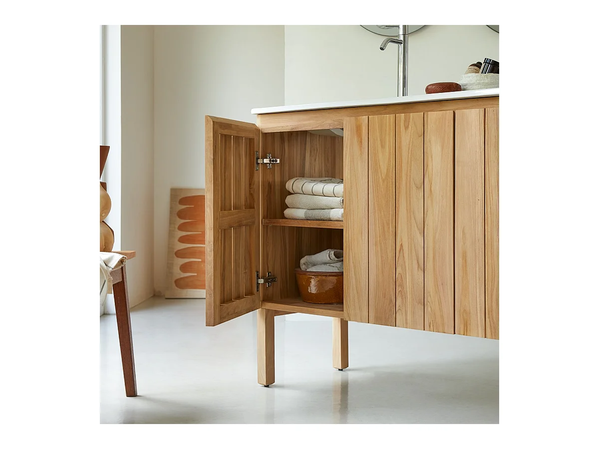 Mobili da bagno in legno di teak con lavabo in ceramica 120 Jill
